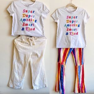 Fun Girls 3 piece outfit. Two pair of pants with a matching t-shirt side 7.